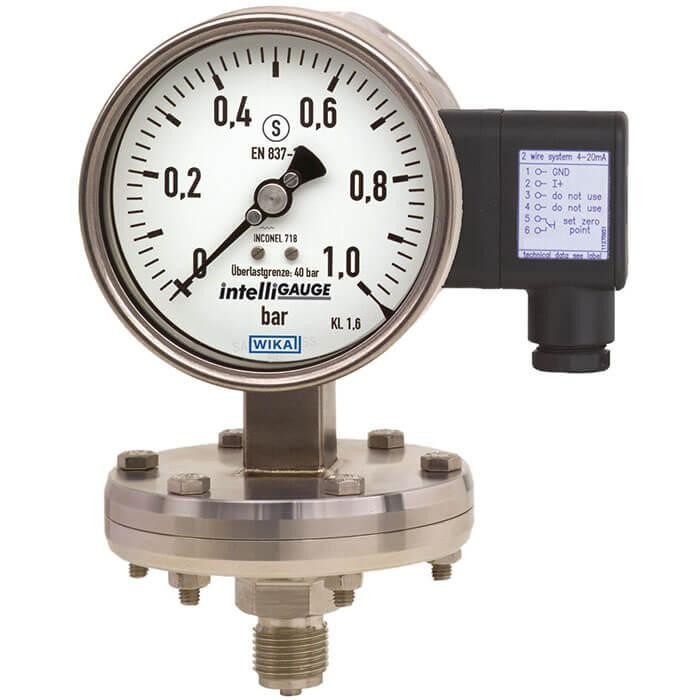 WIKA Diaphragm Pressure Gauge with Output Signal (PGT43HP.100, PGT43HP.160)