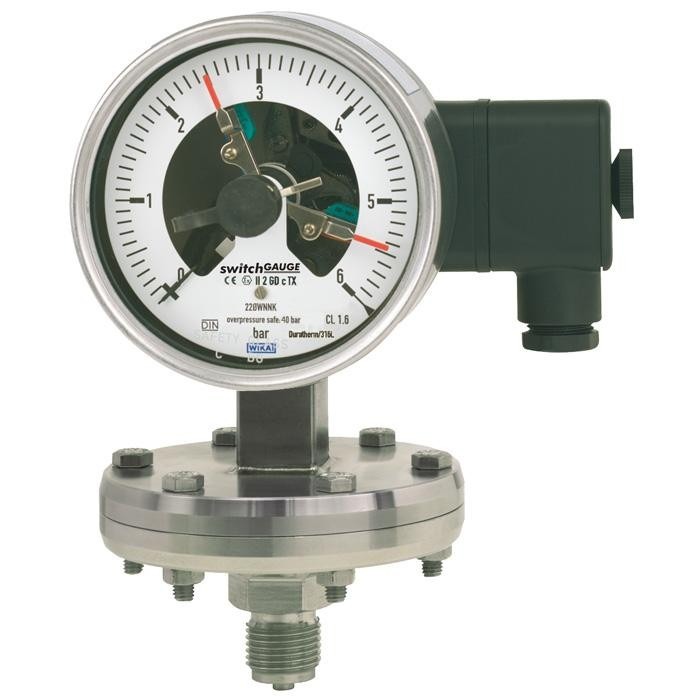 WIKA Diaphragm Pressure Gauge with Switch Contacts (432.36+8xx, 432.56+8xx)