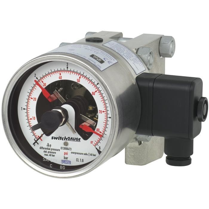 WIKA Differential Pressure Gauge with Switch Contacts (DPGS43HP.100, DPGS43HP.160)
